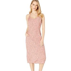 RVCA CeCe Blush Pink Polka Dot Midi Dress, Small